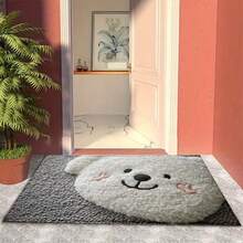 1 covor de baie din microfibră cu model de ursuleț alb mic, antiderapant și super moale, preș de ușă, covoraș de absorbție a apei pentru baie, lavabil la mașină, cu fir scurt, spate TPR, material tricotat, pentru baie, dormitor, bucătărie, intrare, utilizare în interior și exterior, accesorii și decor pentru baie, cadou perfect pentru casă nouă. - Multicolor - Vizualizare 6