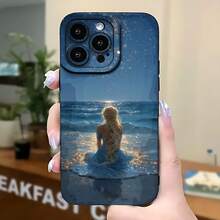 Funda de teléfono con diseño de océano, atardecer y sirena para  17, 15 Pro Max,  17, 14 Pro,  17, 13,  Galaxy S23, S22, S21, funda protectora para teléfono, regalo para pareja, regalo para novio o novia, regalo de vacaciones - Azul Klein - Ver 5