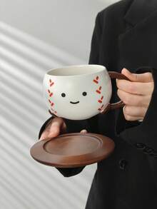 一套可爱表情杯碟，耐热竹制餐具，大容量马克杯，家用咖啡杯，适合下午茶、拉花，礼品 - 彩色 - 查看 13