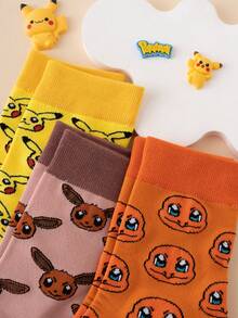 3 đôi tất nam in hình hoạt hình Pokemon Pikachu & Charizard nhiều màu sắc, chất liệu jacquard, dài đến bắp chân, unisex, thích hợp cho thể thao, mọi mùa, cỡ châu Âu và Mỹ, thoải mái, thoáng khí, bền, màu sắc tươi sáng, phù hợp cho mặc hàng ngày, chất liệu cao cấp, không gây bí bách. - Nhiều màu - Xem 4