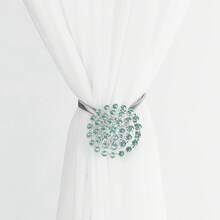 1/2pcs Magnetic Curtain Clips, Golden Crystal Flower Curtain Decor No Drill, Curtain Clips With High Elastic Spring Wire, Home Decor - Multicolor - View 6