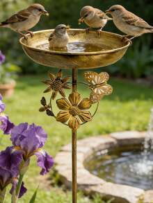1pc Vintage Outdoor Bird Bath, Metal Bird Feeder, Outdoor Bird Bathtub, Hummingbird Feeder, Suitable For Garden, Yard, Patio And Lawn Decor, Outdoor Decoration, Ideal Gift For Bird Lovers, Attracts Wildlife, Perfect Garden Decor - Multicolor - View 8
