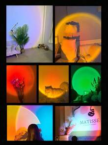 LED Sunset Lamp Projector, Bedroom Living Room Decor Photo Background Gadget, Halloween/Christmas Decoration, Office Desk Accessory, Camping/Party/Birthday Mood Booster, Wall Decor Romantic Gift, One-Button Cozy Scene Creation! - Multicolor - View 11