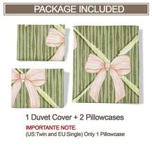 Bow Pattern Bedding Set - Soft Breathable Without Filler Bedroom Decor - 可愛蝴蝶結被套套裝-C - 查看 9