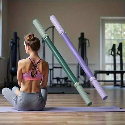 Bastón de yoga portátil multifuncional, combina funciones de fitness y pilates, bastón de pilates para el hogar, estructura resistente y duradera, mango ergonómico antideslizante, apto para yoga, pilates, fitness, corrección de postura, estiramiento, ajuste de postura diario y entrenamiento de flexibilidad, apto para ejercicio al aire libre/interior