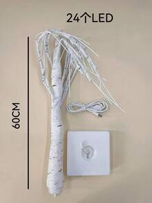 1pc 24-LED White Birch Tree Shaped Decorative Tree, Home Decor, Suitable For Indoor, Tabletop, Centerpiece, Fireplace Mantel, Party, Dining Table Decor, Gift [No Battery Included]