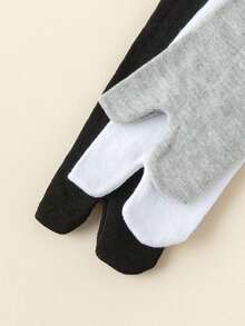 1/3 Pairs Men's Black & White Toe Socks | Minimalist Solid Color Business Socks, Unisex Two-Toe Socks For All Seasons