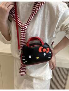 Bolsa Mini Sanrio Hello Kitty Primavera/Verão 2025 - Design de Desenho Animado Fofo, Couro Lacado Brilhante, Moda e Estiloso, Adequado para Adolescentes e Mulheres Jovens. Multifuncional 2 em 1, Pode Ser Carregada na Mão ou Usada Transversal. - Multicolorido - Visão 5