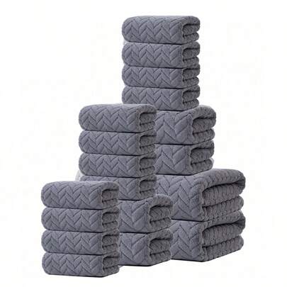 Bộ 18 khăn tắm/bộ (mỏng) siêu mềm mại làm từ vải lông san hô, thấm hút cực tốt, không rụng lông, nhanh khô và nhẹ. Bao gồm khăn tắm 70x140cm, khăn tay 34x75cm và khăn mặt 30x30cm. Phù hợp cho cả nam và nữ, sử dụng tại nhà và hồ bơi.