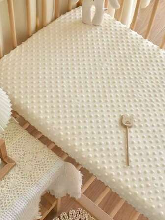 1 pieza Sábana ajustada de cuna suave y cómoda de felpa, disponible en rosa, gris, beige, apta para cuna de bebé, cama de cuna