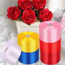 6 Rolls 1-1/2 Inch Satin Ribbon Solid Fabric Ribbon For Gift Wrapping Chair Sash Valentine's Day Wedding Birthday Party Decoration Hair Floral Craft Sewing,Total Length 150 Yards,Mother's Day Gift.(Red,White,Pink And Yellow) - 紅色 - 查看 6