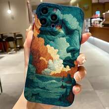2026 nueva funda de teléfono esmerilada, funda de teléfono con impresión de arte paisajístico para  17 14 Pro Max  17 13 Pro  17 12  Galaxy S23 S22 S21 funda protectora para teléfono regalo de pareja para novio novia regalo de vacaciones - Blanco antiguo - Ver 4