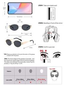 3 Pairs Unisex Diamond Oval Metal Frame Sunglasses, Retro Geometric Fashion Eyewear, Suitable For Women And Men, Ideal For Driving And Beach Vacation - Black - View 5