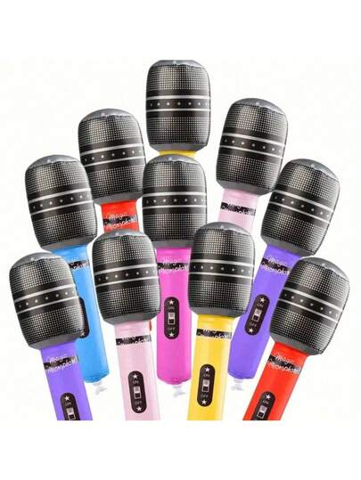 50pcs Colorful Inflatable Microphone - Vibrant Party Favors And Rock Star Theme Decorations - Random Colors - Vibrant Party Favors & Rock Star Theme Decorations