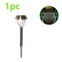 Conjunto de 4 luminárias solares externas, à prova d'água, com 15 lúmens de duração, ideais para caminhos e jardins. Feitas em aço inoxidável, com iluminação branca fria. - branco frio - Ver 12