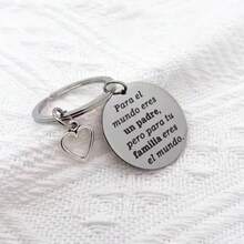 1pc Father's Day Gift Keychain, Blessing Gift For Father, Spanish - Silver - View 1