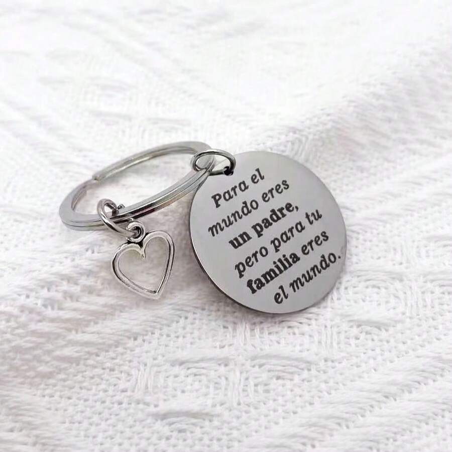 1pc Father's Day Gift Keychain, Blessing Gift For Father, Spanish - Silver - View 1