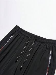2pcs/Set Women Summer Ice Silk Sports Pants, Casual Elastic Fitness Yoga Straight Leg Trousers, Breathable Running Outdoor Mesh Pants Black Spring - Black - View 6