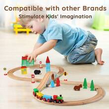 SainSmart Jr. Juego de Tren de Madera para niños pequeños con Pistas de Tren de Doble Cara para Brio Thomas  y Doug Tren de Juguete de Madera para niños y niñas de 3 4 5 años - como en la foto - Ver 6