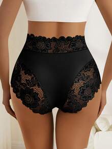 QUASTI 3pcs Women's Lace Print Sexy Breathable Comfortable Briefs - Multicolor - View 5