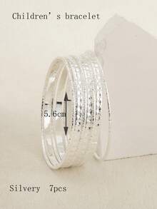 7件套金属独特设计浮雕花卉图案手镯套装 - 彩色 - 查看 16