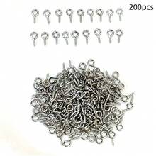 200pcs Assorted 4/5/6mm DIY Sheep Eye/Threaded Screws For DIY Jewelry Making, Suitable For Various Small Accessory Hole Connections - Silver - View 5