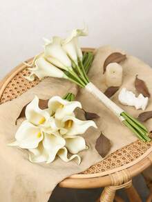 50支/30支/20支/10支/22支/18支/5支/1支 米色仿真花，丝绸莲花，13.4英寸（约34厘米），适用于母亲节、复活节、家居、厨房和婚礼装饰，新娘捧花、胸花、腕花、婚礼拱门、派对装饰、礼品包装、餐厅中心装饰。 - 彩色 - 查看 7