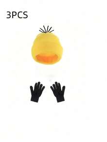 1顶针织帽，男女通用，黄色，刺绣，柔软时尚，非常适合万圣节、圣诞节和其他场合。 - 多色 - 查看 3