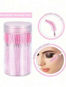 50/100pcs Disposable Eyelash Brushes, Mascara Wands, Makeup Brush Set, Suitable For Eyelash Extensions And Eyebrow Brushes, With Storage Box, Eyebrow Brush, Eyeshadow Brush, Spiral Brush,Giveaways - Multicolor - View 6