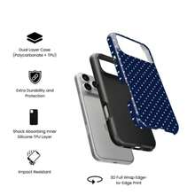 Navy Blue Polka Dot Phone Case, Compatible With IPhone 17 16 15 14 13 12 Pro Max, For Galaxy S25 S23, And Pixel.