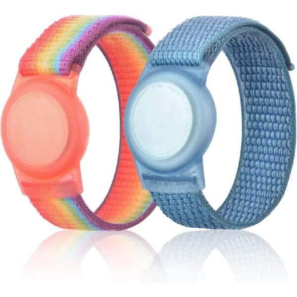 2 Pack Wristband for Airtag Kids, GPS Bracelet for Kids Compatible with Apple Air Tag, Nylon Watch Band Tracker Case Strap Holder Accessories for Toddler Child Adult, Anti-Lost,36979978