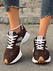 Retro Thick Sole Sneakers, Thickened Upper, Suitable For Running, Women - Rust Brown - View 3