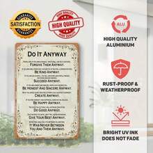 CIF BUY American Vintage "Do It Anyway" Metal Wall Sign 7.87x11.81 Inch, Rustproof Weatherproof Farmhouse Decor For Home Porch Garage Ba - Multicolor - View 6