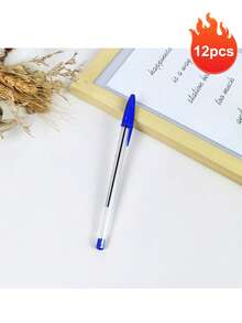 12pcs/Set 1.0mm Ballpoint Pens, Oil-Based Ink Pens, Plastic Creative Advertising Pens, Minimalist Ballpoint Pens, Minimalist Cap Ballpoint Pens, Smooth Writing Office & School Supplies