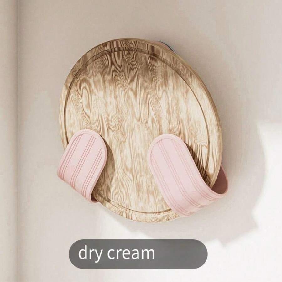 1Pc New Punch-Free Pink Rotating Pot Rack, Strong Suction Wall-Mounted Holder, Modern Minimalist Kitchen Organizer For Pans & Cutting Boards