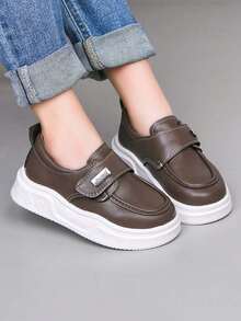 1 Pair Unisex Retro Style Flat Casual Sneakers, Wear-Resistant Anti-Slip Children Canvas Shoes, Fashion Versatile Student Running Shoes, Suitable For All Seasons - Brown - View 3