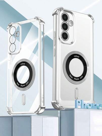 New Electroplated Magnetic Ring Transparent Case, CD Pattern Magnetic Ring Phone Case, New Electroplating Technology Anti-Drop Phone Case, Compatible With Apple 11/12/13/14/15 Pro Max, Galaxy S22/S23/S24+, A04/A05/A14/A15/A24/A25/A34/A54, OPPO, VIVO, Redmi 13c