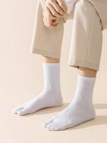 1/3 Pairs Men's Black & White Toe Socks | Minimalist Solid Color Business Socks, Unisex Two-Toe Socks For All Seasons