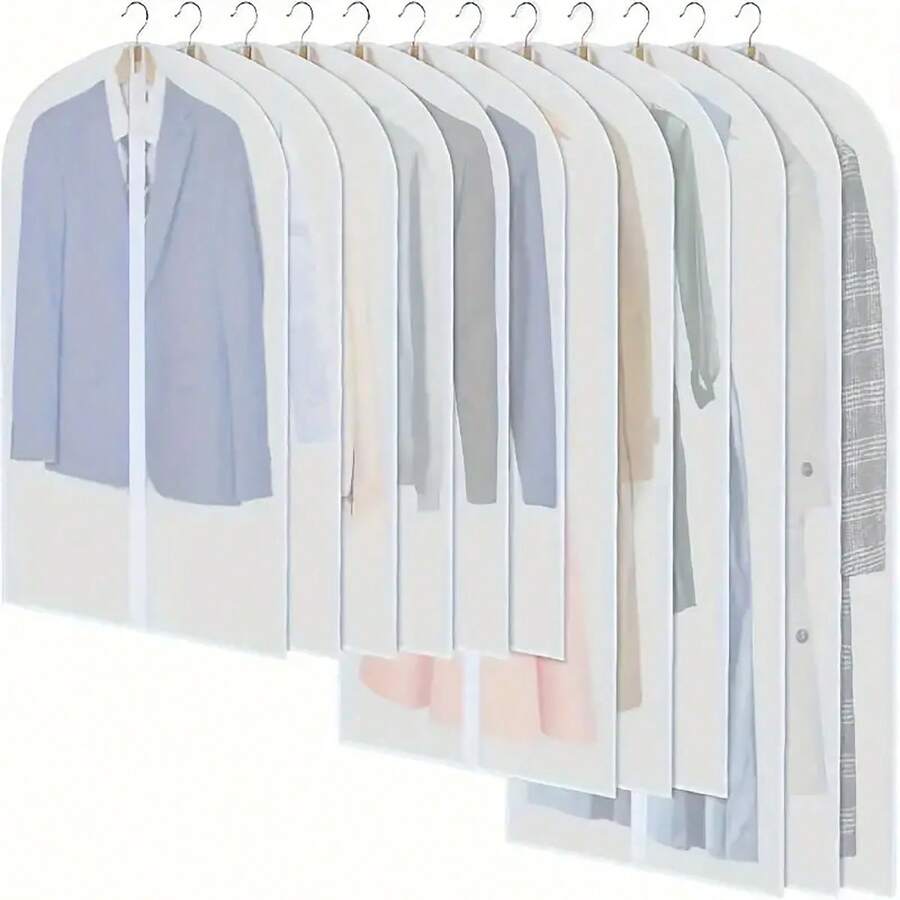 10 Stück/5 Stück/1 Stück Kleiderschutz, moderne halbdurchsichtige staubdichte Haushaltshülle, verstärkter Reißverschluss Anzugsabdeckung, wasserdichte Kleidungsabdeckung, Hochzeitskleid Schutz - Weiss - Übersicht 1