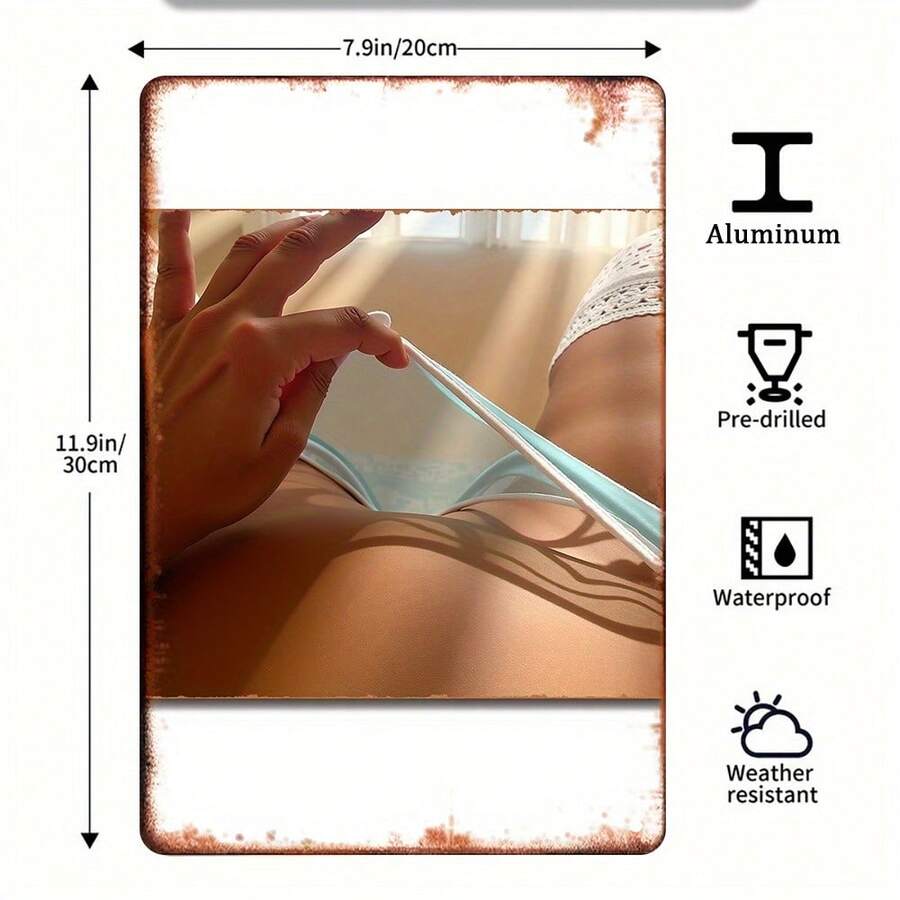 Fresh Y Blonde Beauty Metal Sign Iron Wall Art 8x12 Inch Attractive Lady, Suitable For Bar Cafe Beach House Farmhouse Door Hanging Decoration 8x12 Inches - 黑色 - 查看 1