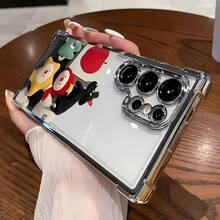 Funda para teléfono S25 ULTRA/S25/S24 Ultra/S24, compatible con S23/S23 FE/S23 Ultra/S22 S21 S20 FE S20 Ultra A03s A04E/M04 A05s A06 4G A13 4G A15 4G/5G A25 5G A32 4G A55 5G A03 A04 A05 A12/M12 4G A13 5G/A04S A16 4G/5G A35 5G S20 S20 Plus A34, diseño de TPU electrochapado, adecuada para todos los géneros, superficie transparente impresa y marco de lente - Colores mixtos - Ver 3
