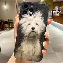 2026 nueva funda de teléfono esmerilada, funda de teléfono con impresión de perro y texto para  17 15 Pro Max,  17 14 Pro,  17 13,  17 12, protector de teléfono  Galaxy S23 S22 S21, regalo de funda de teléfono para pareja, regalo de San Valentín o cumpleaños para novio o novia - Blanco antiguo - Ver 4