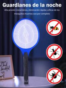 Raqueta Eléctrica Recargable Mata Moscas Y Mosquitos - Multicolor - Ver 9