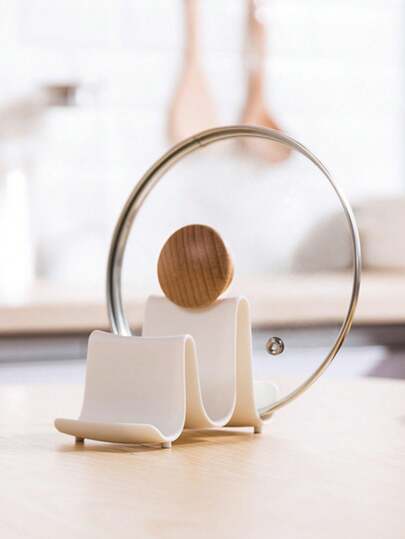 1pc Creative And Minimalist Wave Shaped Pot Lid Rack, Plastic Spatula Rack, Countertop, Kitchen Storage Rack, Soup Spoon, Chopsticks Storage Rack, A Fixed Plastic Cutlery Rack, Used For Kitchen Utensils Such, French Spoons, Kitchen Utensils And Accessories, Household Kitchen Supplies