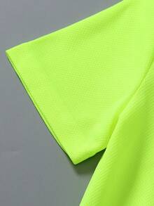 2-5岁男童时尚运动套装，字母印花网眼透气速干蓝色T恤上衣和短裤，夏季 - 綠色 - 查看 4