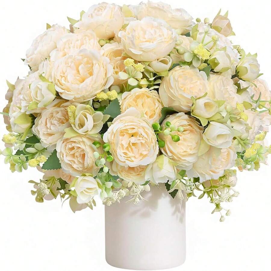 1/2/4/8/12 Packs Peonies Artificial Flowers, Mixed Pink Artificial Peonies, Silk Peonies Flowers Fake Peonies Artificial Flowers Peonies Bouquet For Centerpiece Table Wedding Party Home Decor - 黃色 - 查看 1