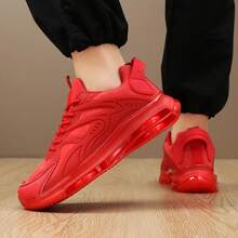 Cocooon Men's Cushioned Blade Thick Sole Casual Sports Shoes, Fashionable Shock-Absorbing Running Sneakers Suitable For All Seasons - Red - View 3