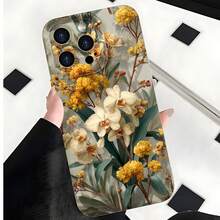 2026 Nueva Funda de Teléfono Esmerilada, Funda de Teléfono con Estampado Floral de Flores Amarillas y Blancas, Adecuada para  17 15 Pro Max,  17 14 Pro,  17 13,  17 12,  Galaxy S23 S22 S21 S20, Funda de Teléfono para Parejas, Regalo para Novio Novia, Regalo de Vacaciones - Blanco antiguo - Ver 7