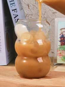 1个330毫升现代可叠放玻璃杯，独特气泡设计水杯，透明玻璃饮具，适用于家庭、办公室和厨房，优雅的玻璃杯，可盛装水、果汁、牛奶、冰沙和冰咖啡，无吸管成人饮料杯，创意礼品，装饰性饮用玻璃杯，采用硼硅酸盐玻璃制成；适合日常使用、派对和聚会；是送给情侣、朋友、家人和现代家居装饰爱好者的完美周年纪念礼物。 - 彩色 - 查看 10