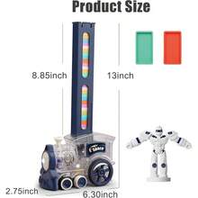 OBEST 200Pcs Juego de Tren Domino Automático Juego de Juguetes de Dominó con Luces Sonidos para Niños Apilamiento Creativo Juguetes Educativos de Desarrollar la Creatividad - Azul - Ver 7